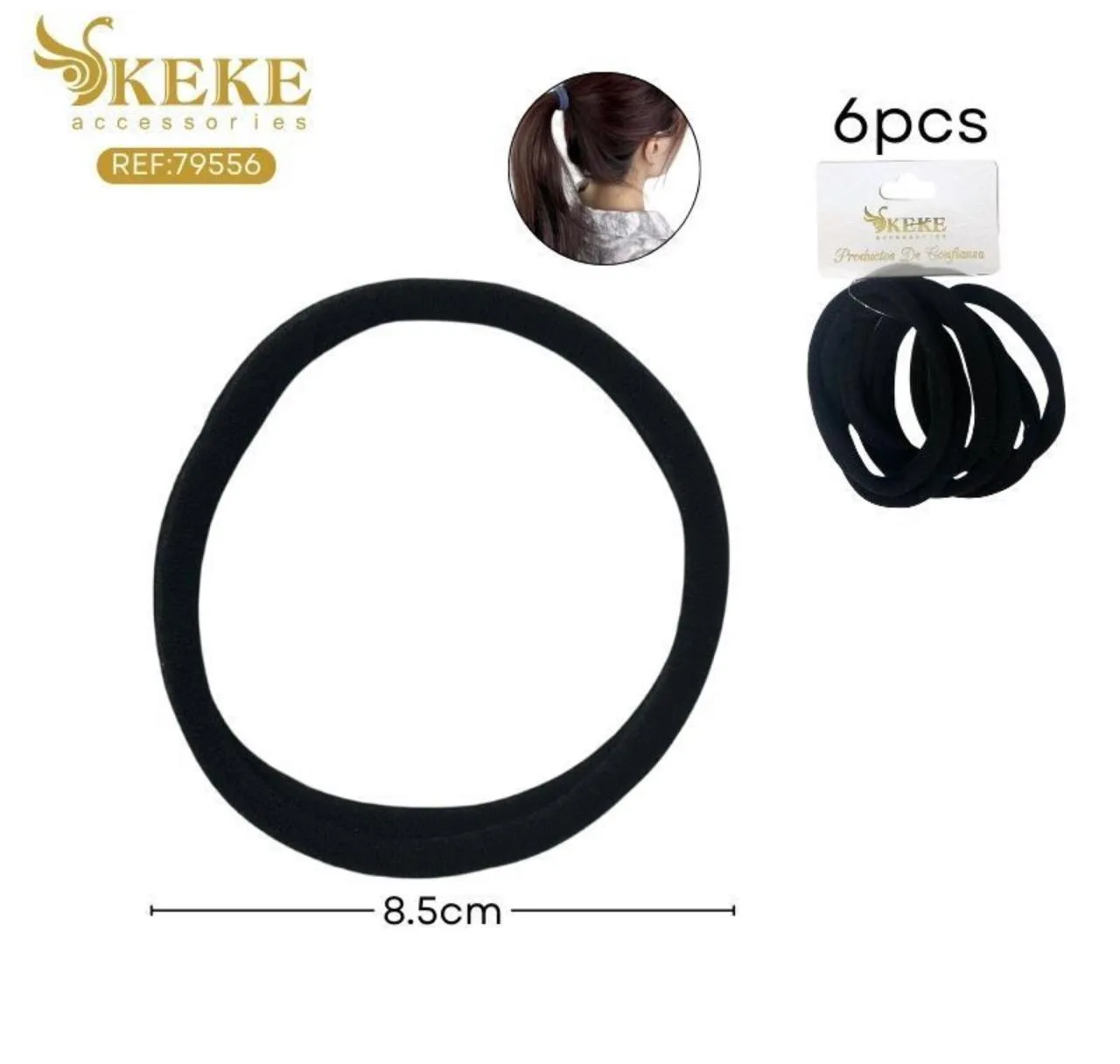 Colet KEKE Negro 8.5 cm x 6 piezas