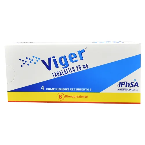 VIGER TADALAFILO 20 MG X 4 COMPRIMIDOS