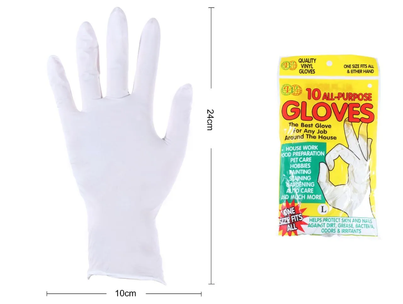 Guantes de vinillo talla L x 10 unidades