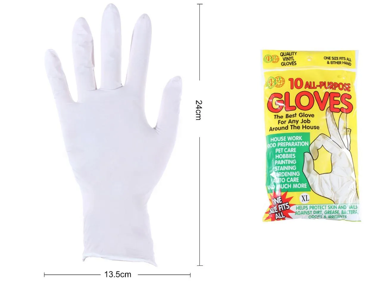 Guantes de vinillo talla XL x 10 unidades