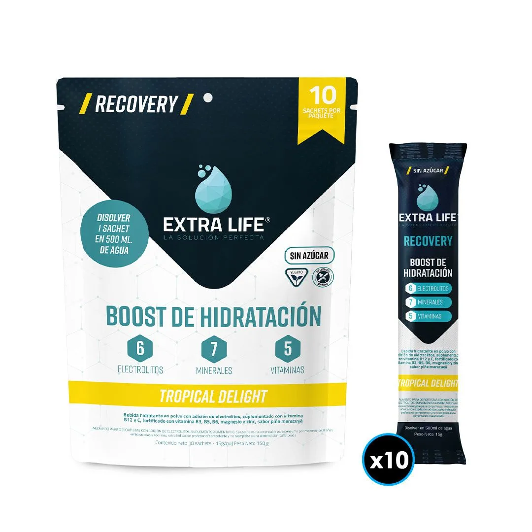 Extra Life Boost de Hidratación Tropical Delight 1 Sobre - Sin Azúcar