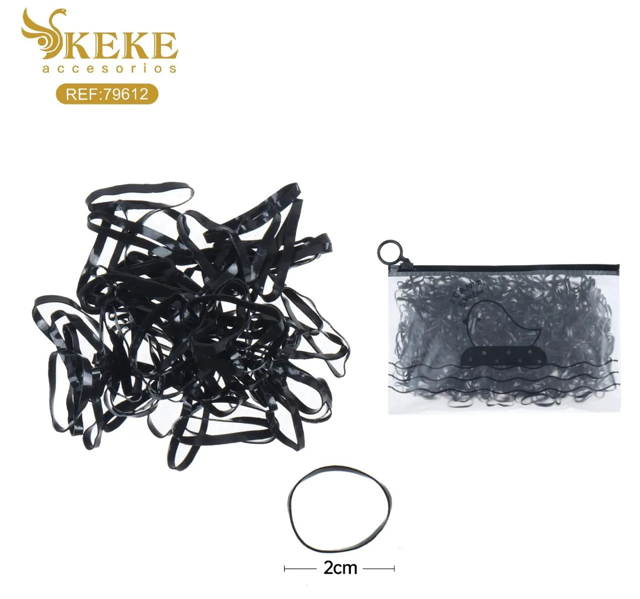 Ligas para el cabello negras 2 cm