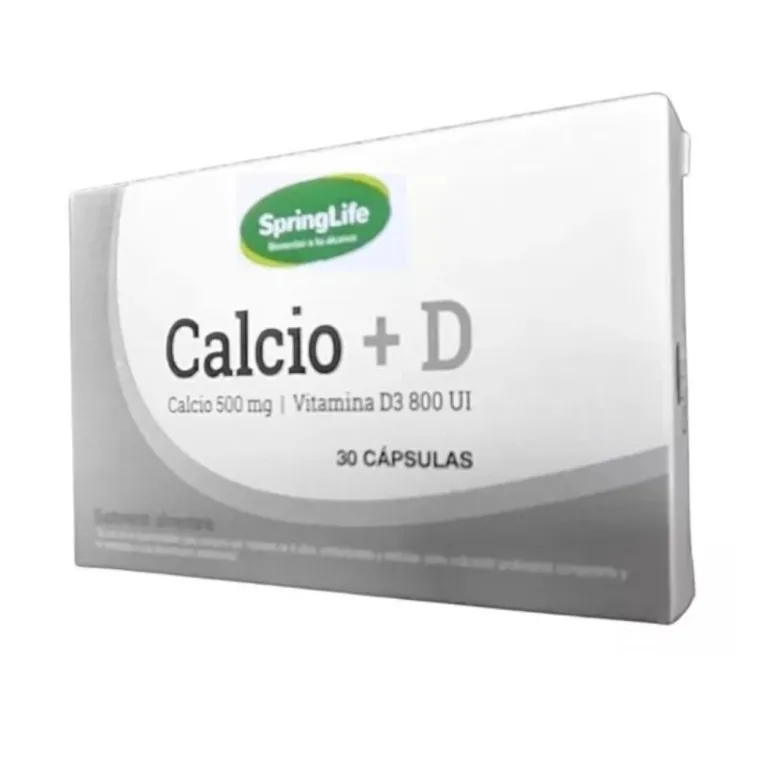 SpringLife Calcio + Vitamina D 500 mg + 800 UI 30 Cápsulas